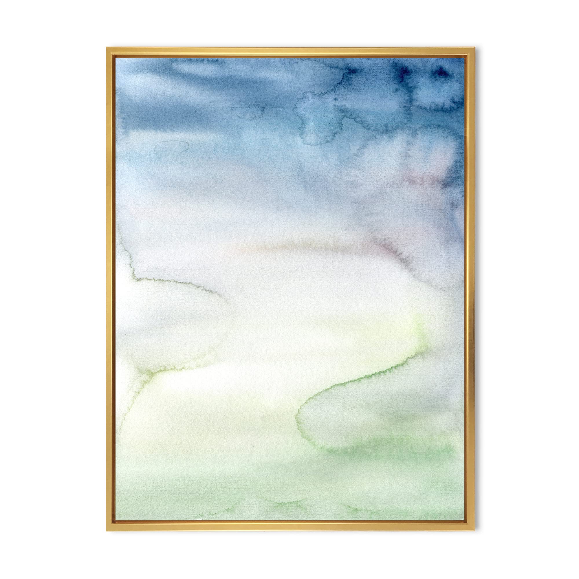 Pastel Abstract Canvas Wall Art with Dark Blue, Green & White Spots - Modern Framed Print for Living Room, Bedroom & Office Decor