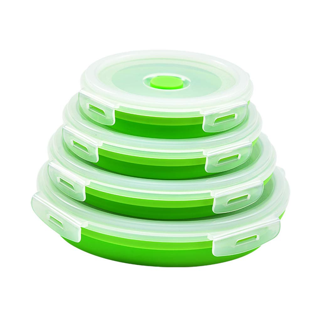 4-Piece Silicone Collapsible Bento Lunch Box Set - Foldable Food Storage Container for Meal Prep, Travel & Picnics | Eco-Friendly Reusable Dinnerware