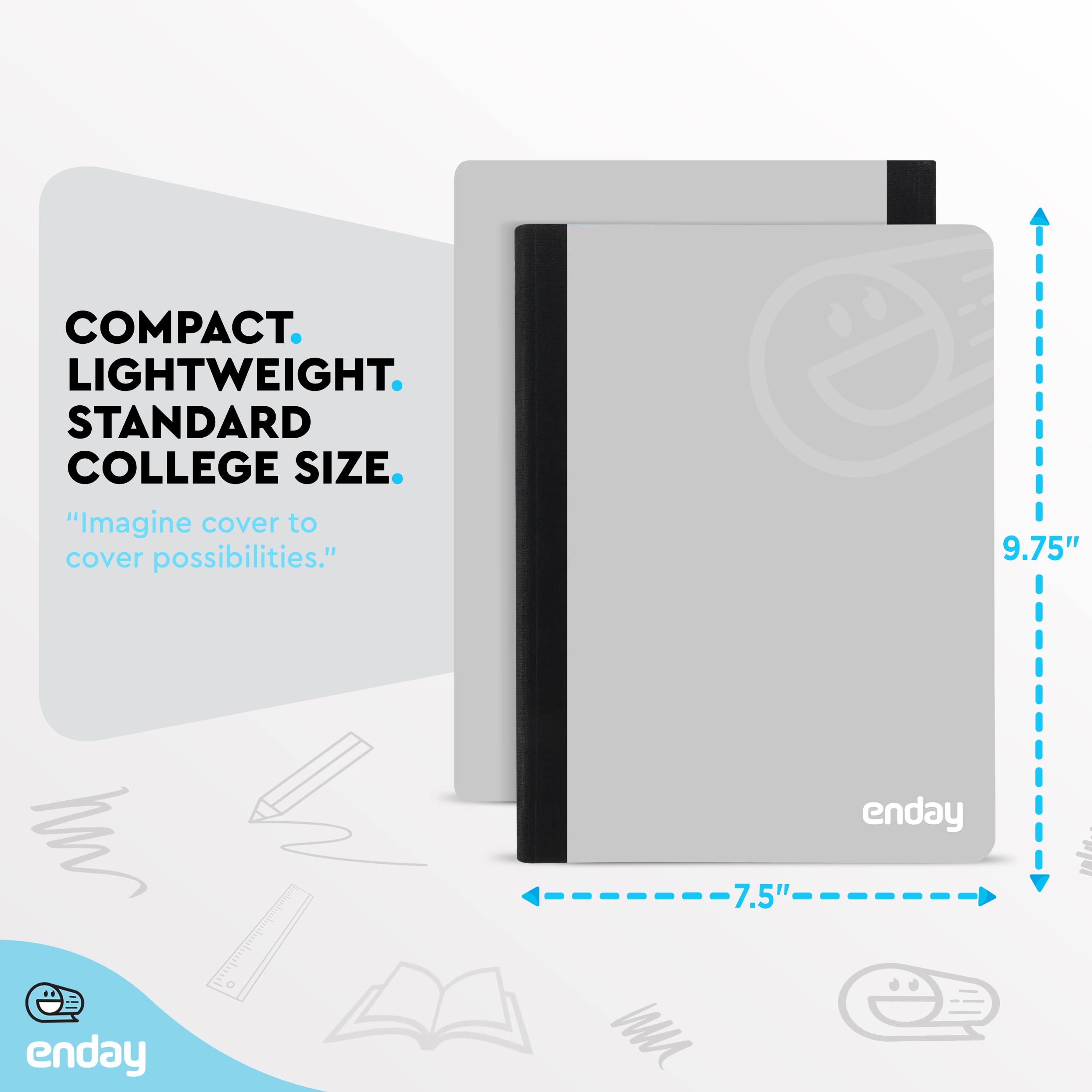 Enday 96-Pack College Ruled Composition Notebooks - 100 Sheets Grey Hard Cover Lined Notebooks Bulk for School, Office & Journaling | Premium Writing Paper for Students, Professionals & Note Taking