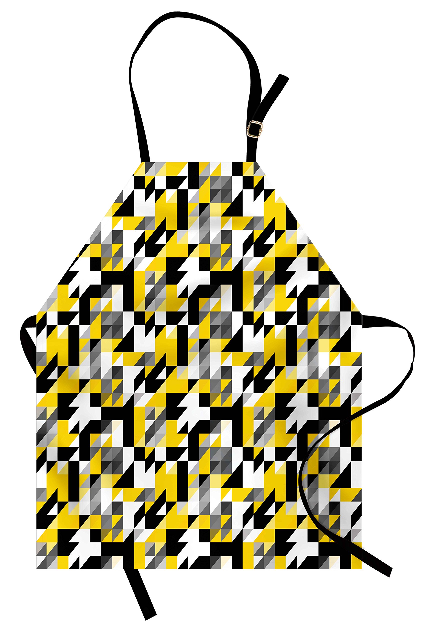 Ambesonne Geometric Apron - Yellow & White for Cooking, Baking, Gardening