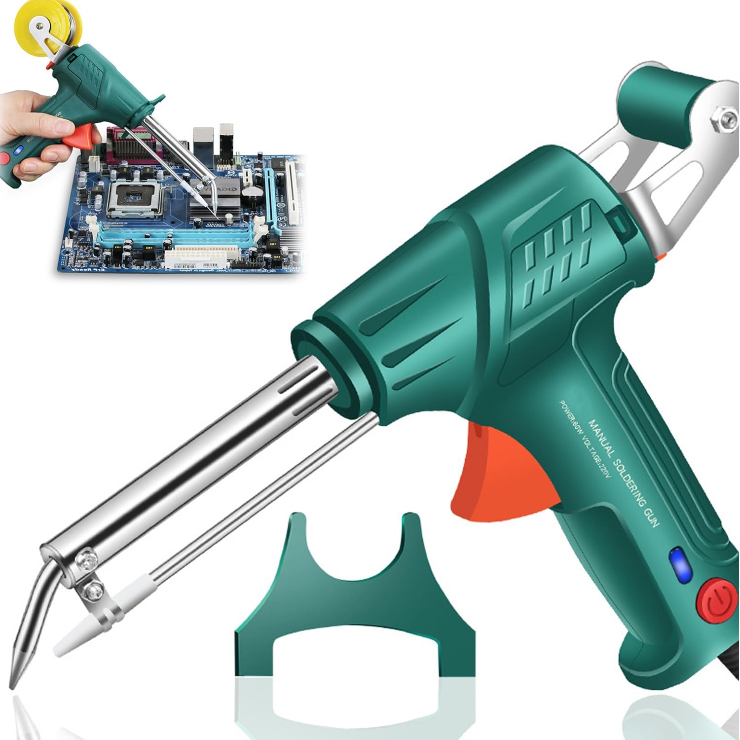 60W Multi-Function Soldering Iron Gun Kit - Electric Corded Soldering Tool with External Heating for DIY Electronics Repair, Circuit Board Fixing & Home Appliance Maintenance (Green, Gun Style) - Perfect for Hobbyists, Technicians & Home Improvement Projects