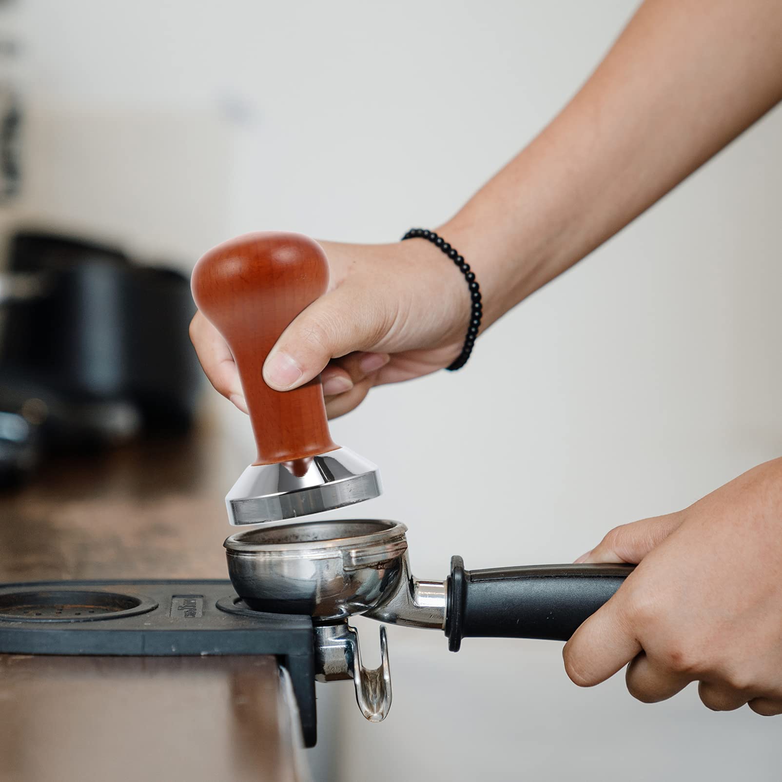 HEMOTON 51mm Wooden Coffee Tamper - Espresso Powder Presser for Perfect Coffee Grounds | Barista-Grade Handheld Coffee Tool for Home & Cafe Use | Ideal for Espresso Machines & Coffee Making Stations