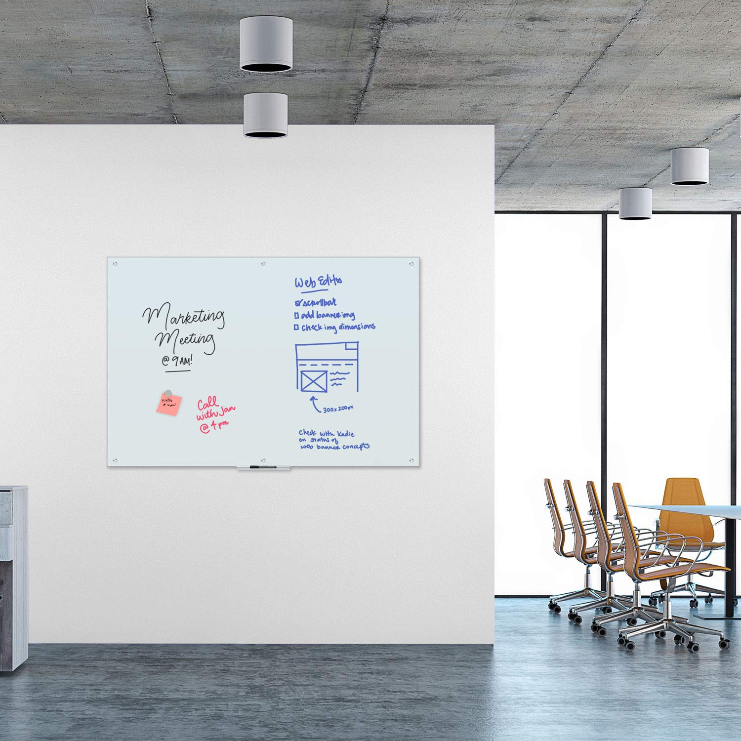 U Brands Magnetic Glass Dry Erase Board - 47