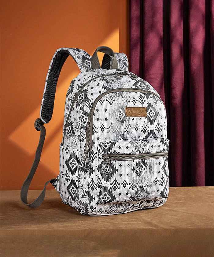Wrangler Aztec Printed Diaper Bag Backpack - Stylish & Spacious Baby Essentials Organizer for Moms | Perfect for Travel, Daycare & Family Outings