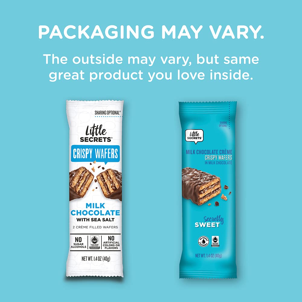 Little Secrets Milk Chocolate Crispy Wafers - 12 Pack (1.4oz Each) | Premium European Chocolate Snacks | No Artificial Ingredients, No Sugar Alcohols | Sustainable Cocoa Sourcing | Perfect for Lunchboxes, Office Snacks & Party Treats