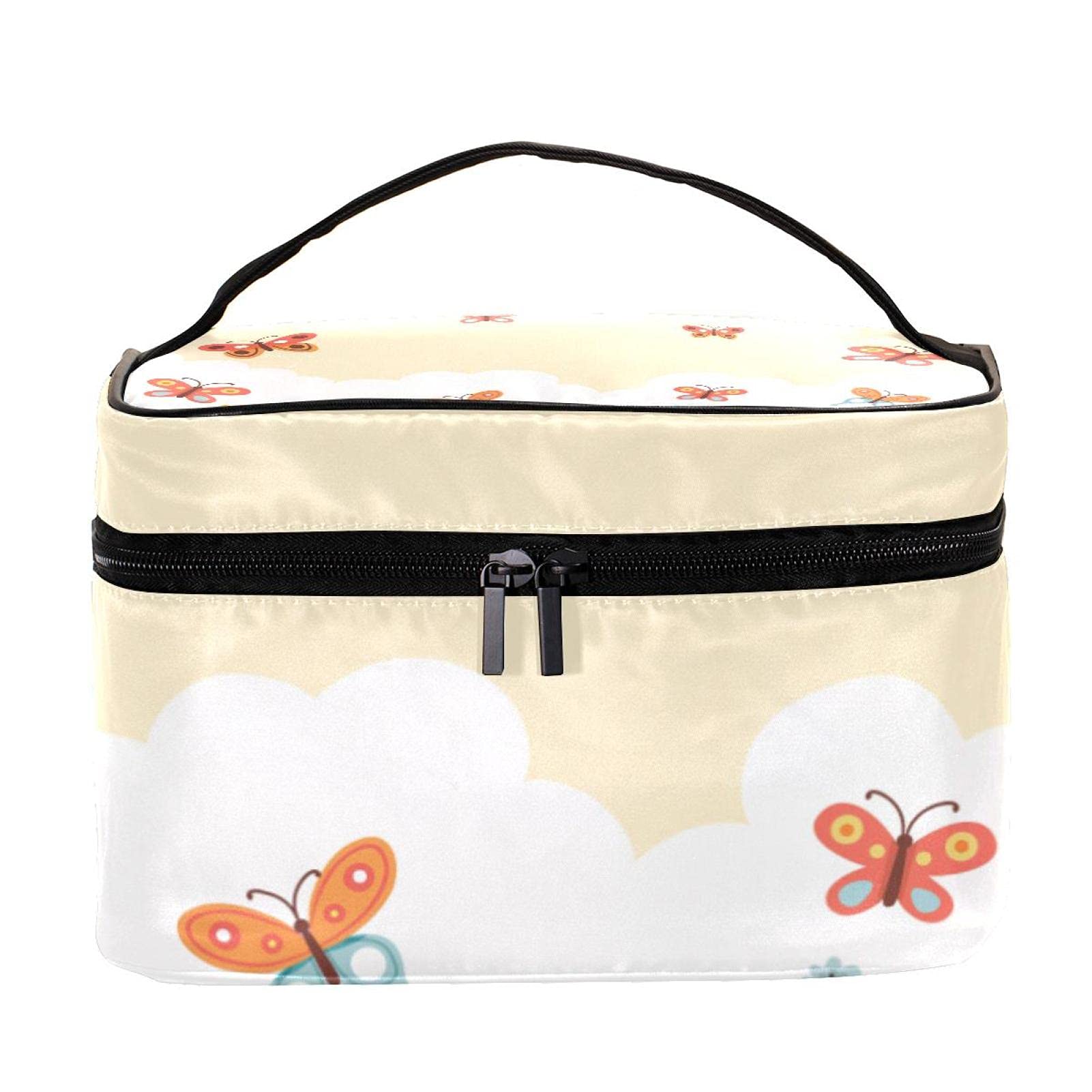 Stylish Large Flying Butterflies Floral Cosmetic Bag - Travel Makeup Organizer with Zipper for Women & Girls | Perfect for Toiletries, Makeup Storage & Weekend Getaways