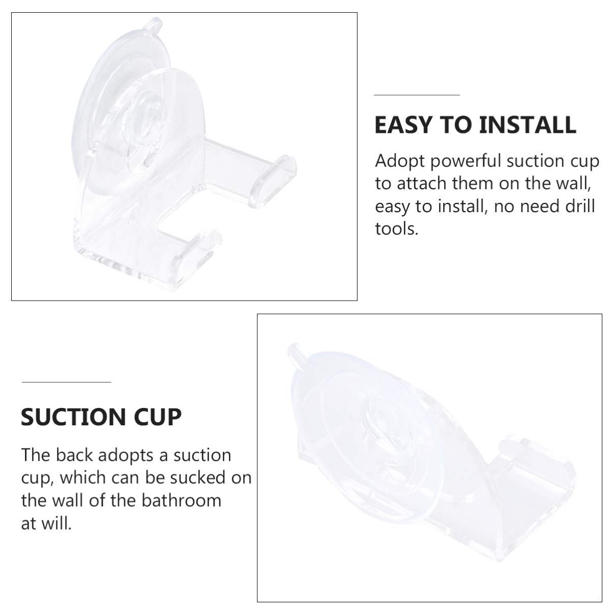 Baluue 2-Pack Razor Holder with Suction Cups - Wall Mounted Shower Organizer for Men's Razors & Shavers - Bathroom Storage Solution for Shaving Accessories - Perfect for Small Spaces & Travel Use