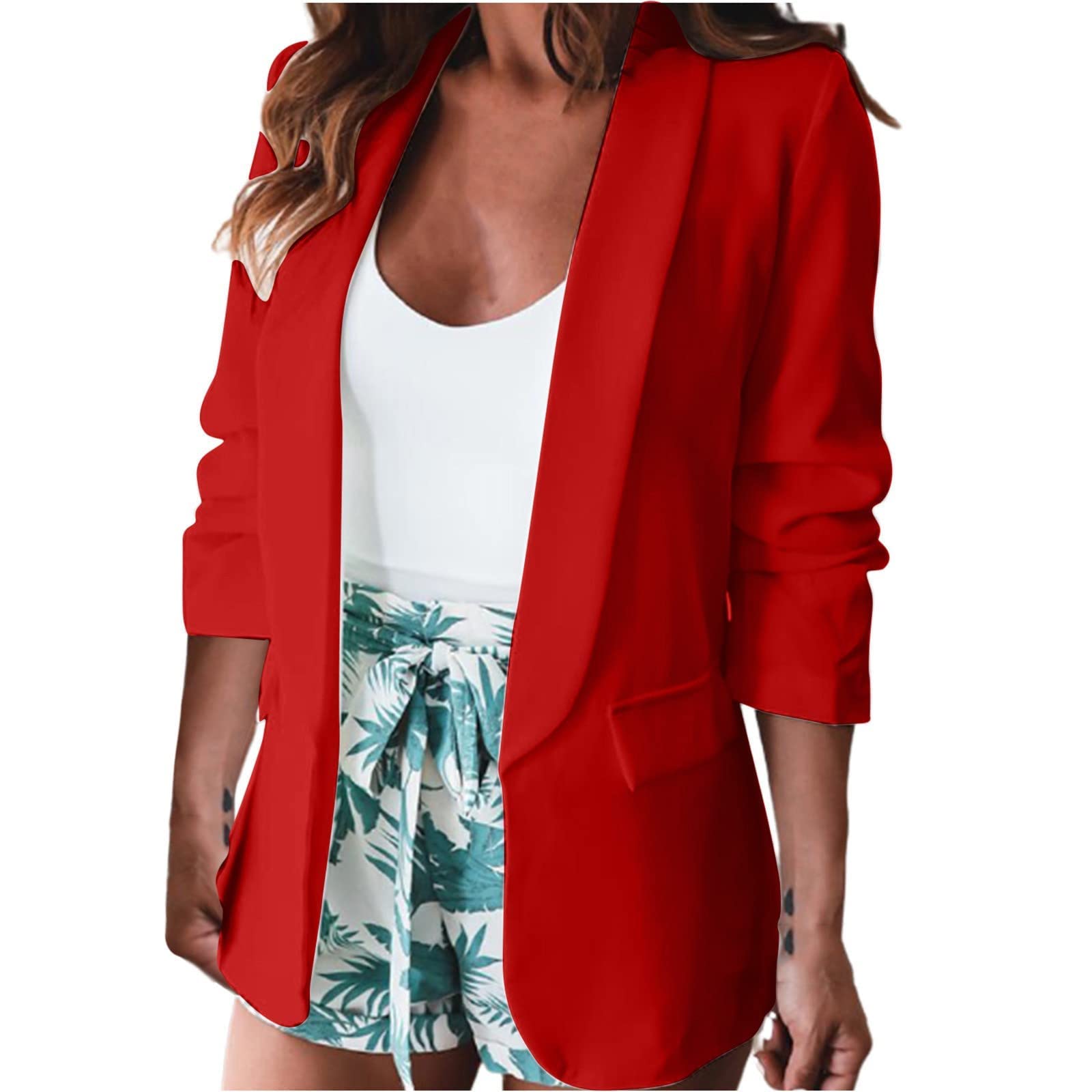 Vintage Casual Blazers for Women - Long Sleeve Open Front Solid Color Office Jackets & Sport Coats | Perfect for Work, Business Meetings & Smart Casual Outfits