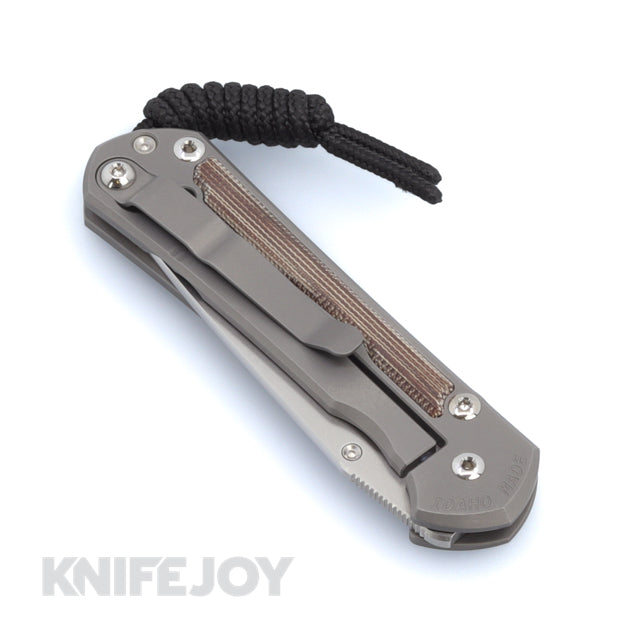 Chris Reeve Knives Small Sebenza 31 Tanto Folding Knife - MagnaCut Blade, Glass Blasted Titanium Handles with Natural Canvas Micarta Inlay | EDC, Outdoor Survival, Camping & Tactical Use