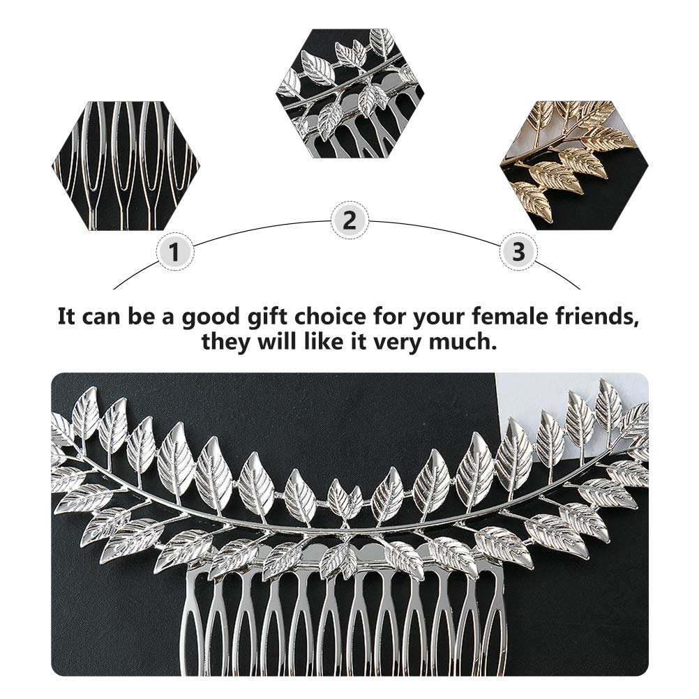 2PCS Hollow Out Leaf Hair Combs - Elegant Leaves Hairpins, Bridal Flower Headpiece & Hair Barrettes for Women - Fashionable Small Alloy Leaf Hair Clips for Side Styling - Perfect for Weddings, Parties & Everyday Wear