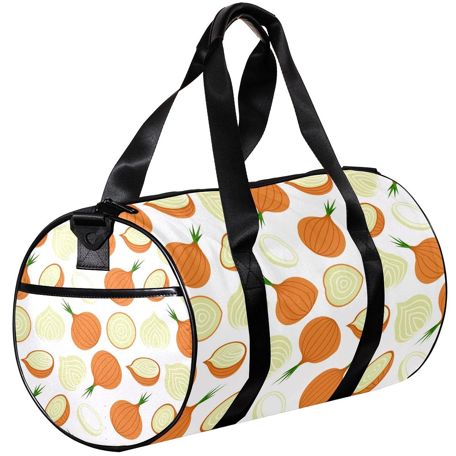 Cute Cartoon Sliced Onion Pattern Small Travel Duffel Bag - Lightweight Canvas Gym Bag for Sports, Workout & Weekend Getaways - Perfect for Gym, Yoga, Beach Trips & Casual Travel
