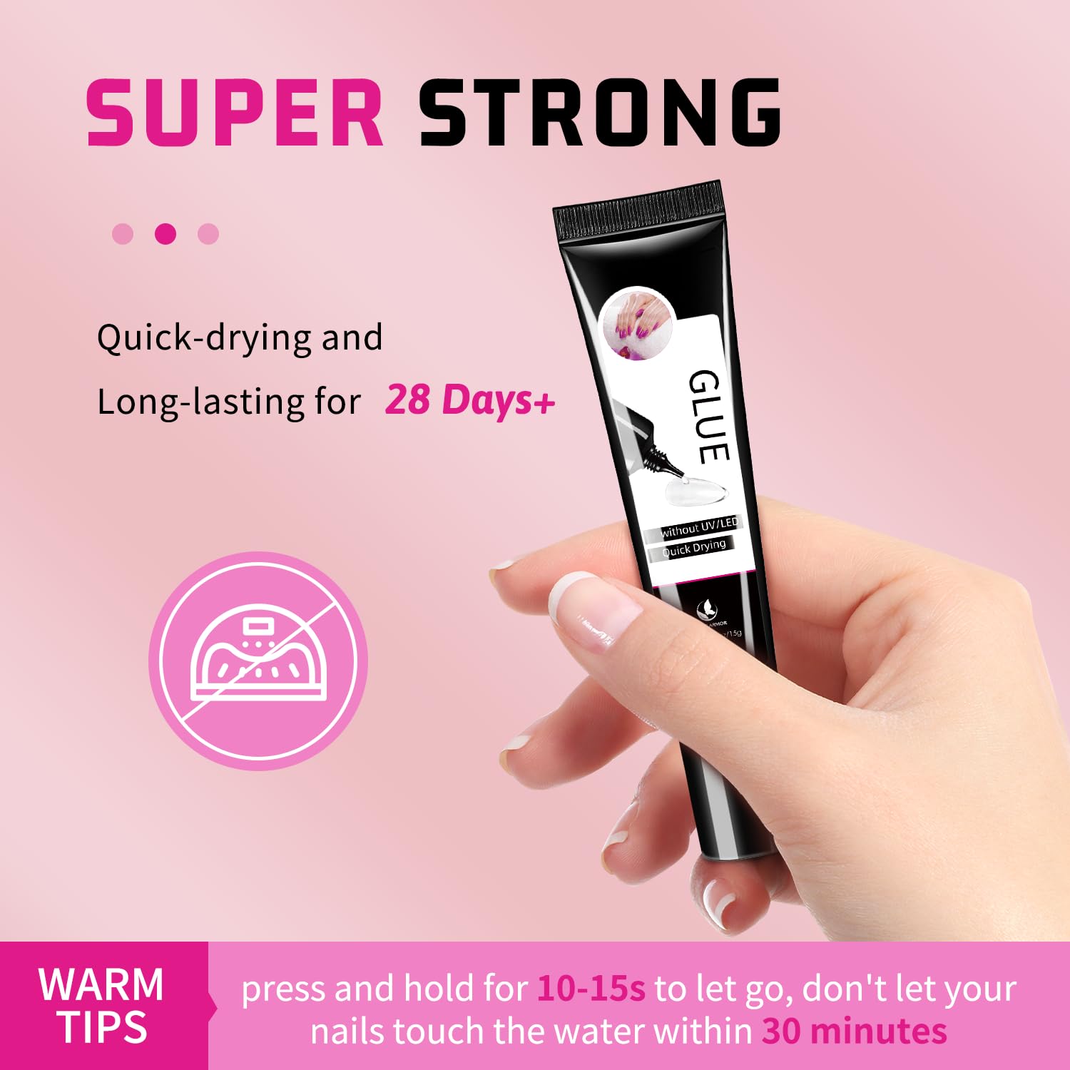 15g Semi-Solid Nail Glue Gel with 5ml Remover Pen - No UV Light Needed, Long-Lasting Press On Nails Super Glue - Easy Click Removal 3-in-1 Nail Glue Remover Kit for Home & Salon Manicures