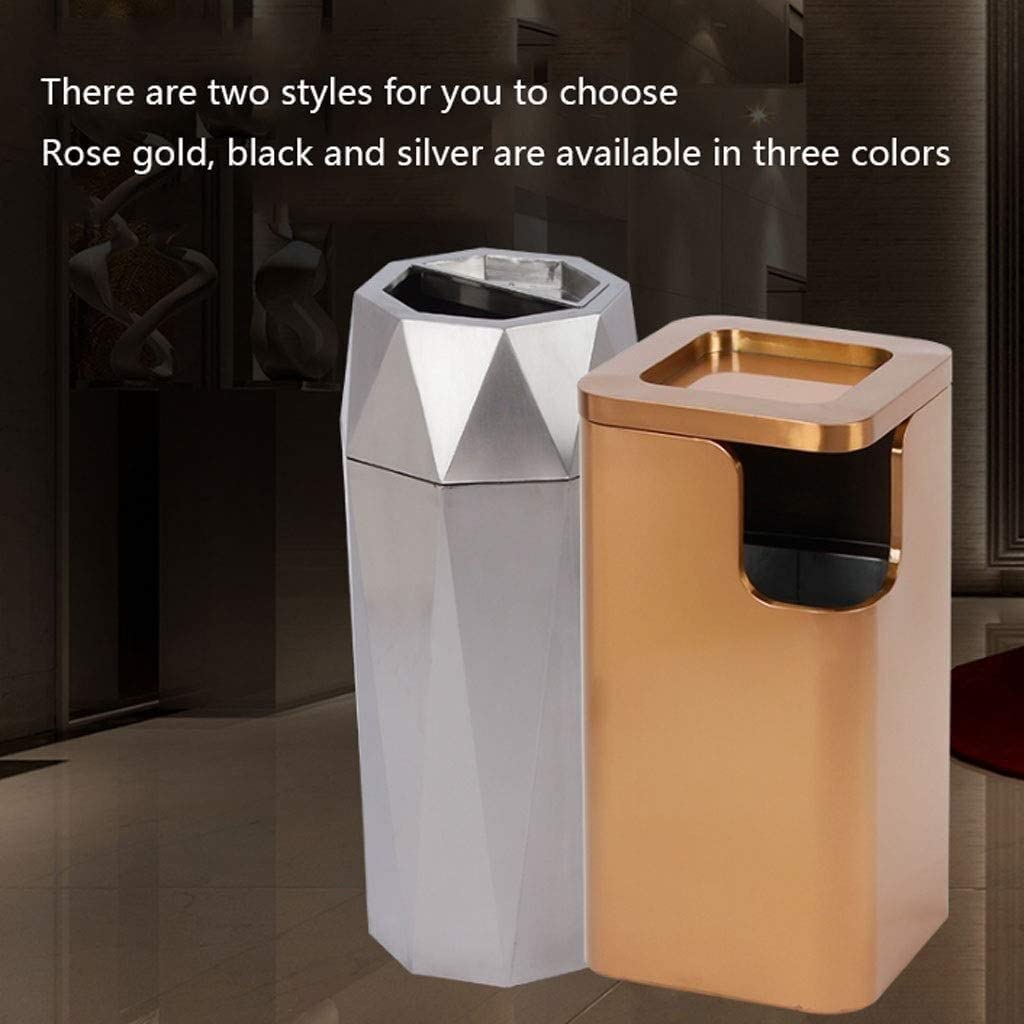 Stainless Steel Outdoor Trash Can with Ashtray - Large Capacity Garbage Bin for Hotel Lobby, Shopping Mall & Public Spaces | Durable Waste Bin for High-Traffic Areas