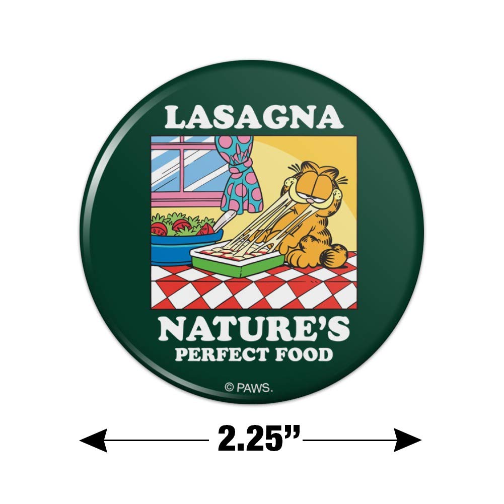 Garfield Lasagna Fridge Magnet - Funny Kitchen Refrigerator Decorative Button Magnet for Home & Office (Perfect Gift for Cat Lovers & Garfield Fans)