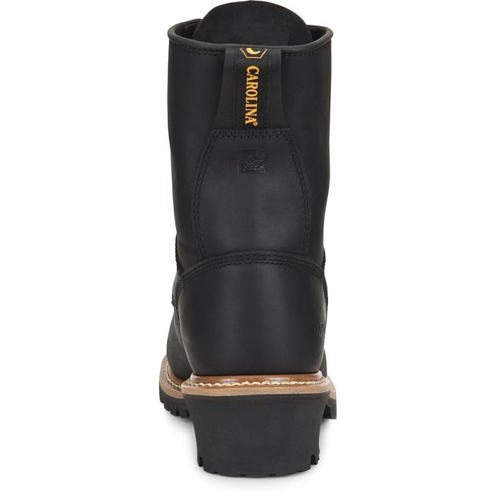 Men's Carolina Elm 8-Inch Unlined Logger Work Boots - Premium Leather Upper, Comfortable Pillow Cushion Footbed, Oil & Slip Resistant Welted Outsole, EH Safety Rated - Ideal for Construction, Logging & Outdoor Work