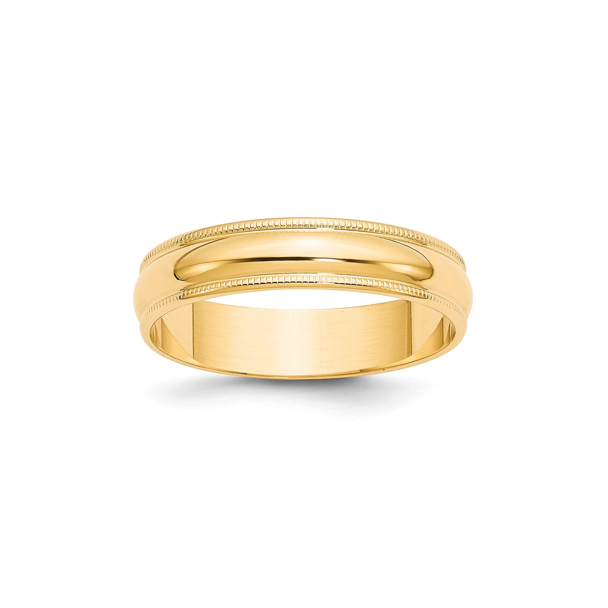 14k Yellow Gold 5mm Milgrain Band Ring - Size 8 for Women