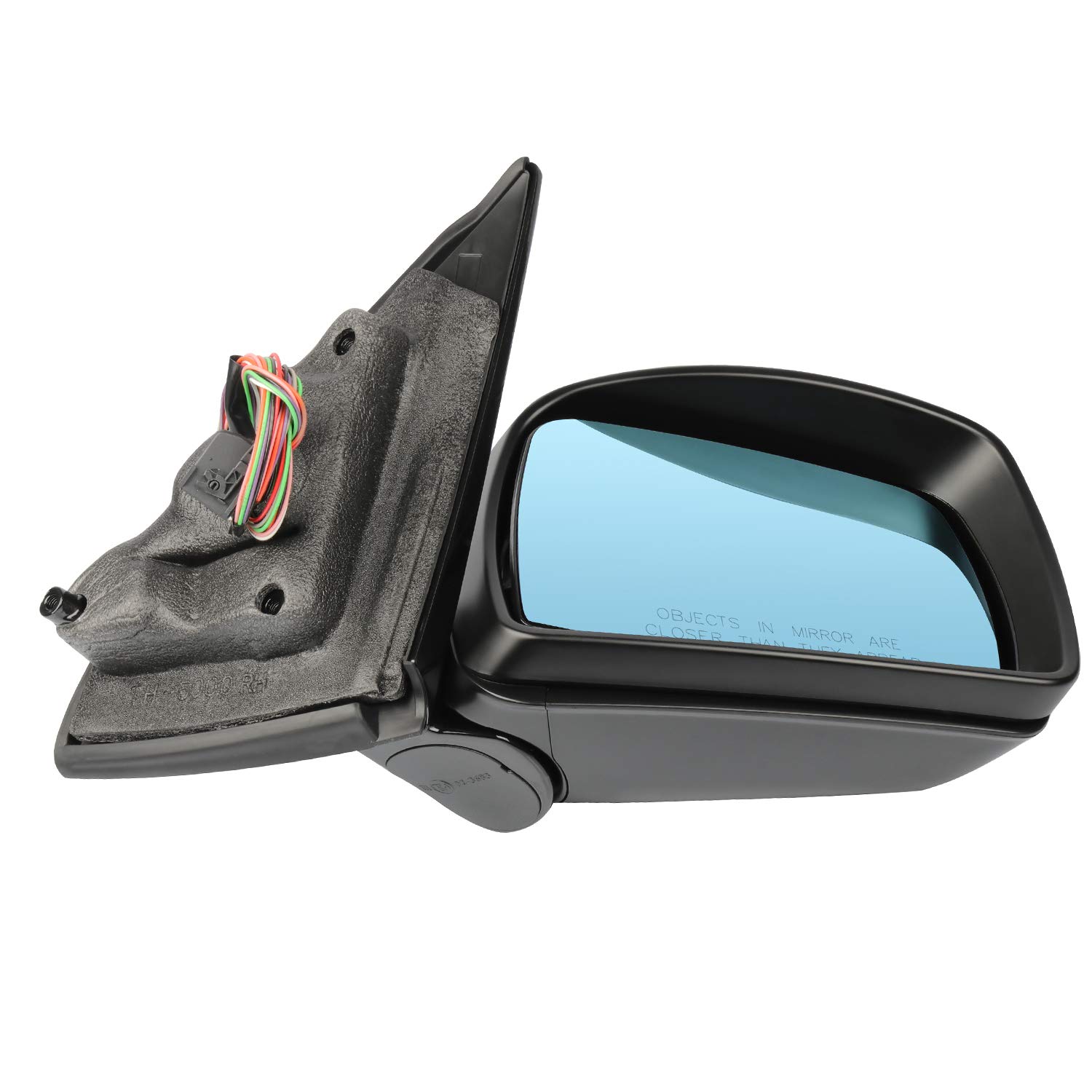 Black Power-Adjustable Passenger Side Mirror Replacement for 2000-2006 BMW X5 - Smooth Exterior Design (Part #51167039898-PFM) - Perfect for Parking & Lane Changes