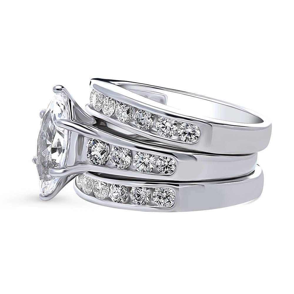 BERRICLE Sterling Silver Solitaire Wedding & Engagement Ring Set for Women - 1.6 Carat Marquise Cut Cubic Zirconia CZ Statement Ring, Rhodium Plated, Size 4-10 | Perfect for Proposals, Anniversaries & Special Occasions