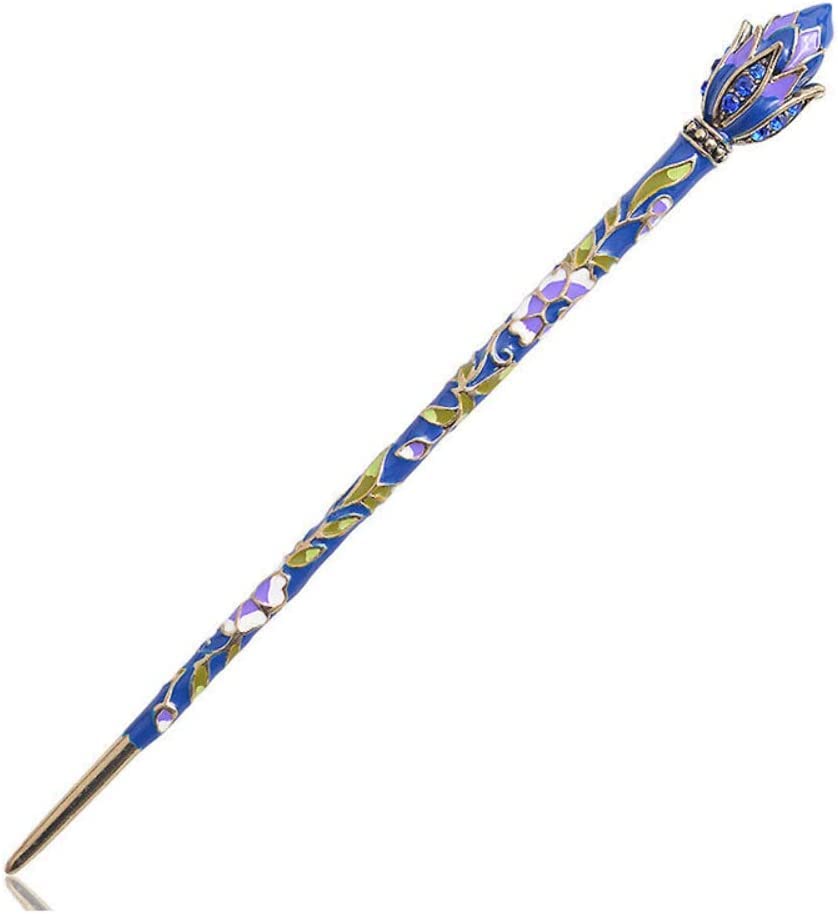Elegant Chinese Style Lotus Flower Enamel Hair Pin Stick - DUUDAH Hair Clips for Women, Hair Sticks & Hair Forks, Metal Jewelry Hair Accessories for Weddings, Parties and Special Occasions