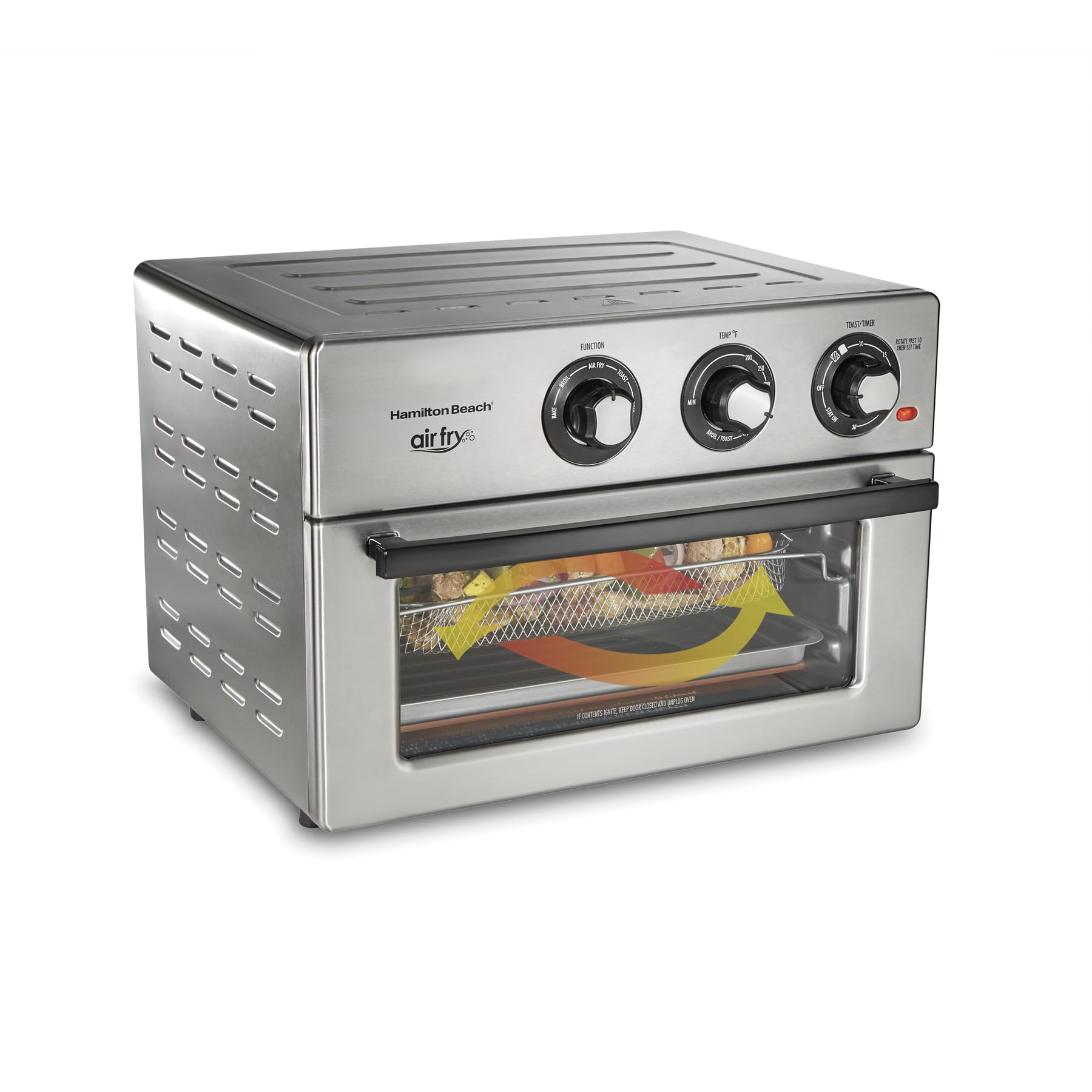 Hamilton Beach 6-in-1 Toaster Oven Air Fryer Combo with Bake, Broil & Toast Functions | 1800W Countertop Oven for Pizza, Chicken, Cookies | Stainless Steel Kitchen Appliance for Small Spaces & Dorm Rooms