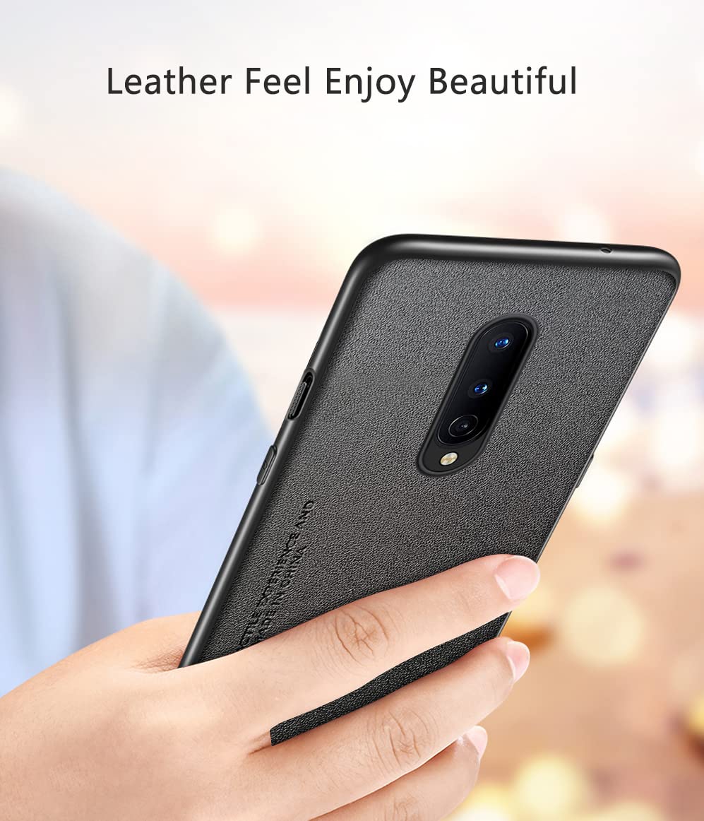 Premium Soft TPU Artificial Leather Case for OnePlus 8 - Ultra Lightweight & Camera Protection Cover (Black) | Not Compatible with Verizon | Perfect for Daily Use, Travel & Work