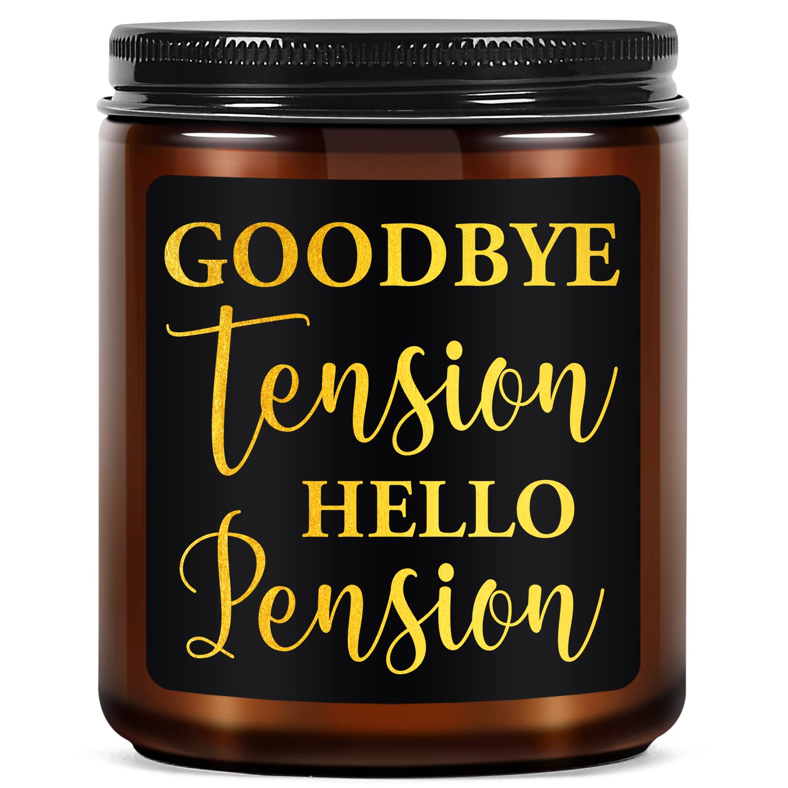 Lavender Scented Candles - Relaxing Aromatherapy Gifts for Women | Funny Retirement Gift Saying 'Goodbye Tension Hello Pension' | Perfect for Coworkers, Friends, Wife, Mom, Teacher | Birthday, Christmas, Retirement Gift Idea | Create Cozy Atmosphere for Home, Office & Spa Relaxation