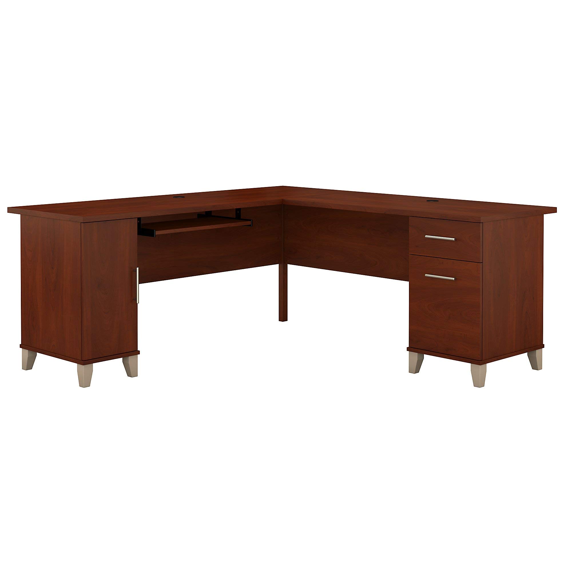 Bush Furniture Somerset 71W L-Shaped Desk in Hansen Cherry Finish - Home Office Computer Workstation for Small Spaces & Gaming Setup