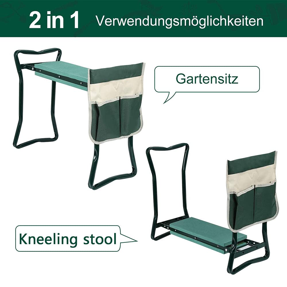 Foldable Garden Kneeler Seat with Soft EVA Pad & Storage Pouch - Ergonomic Gardening Stool for Seniors & Outdoor Enthusiasts - Perfect for Weeding, Planting & Yard Work