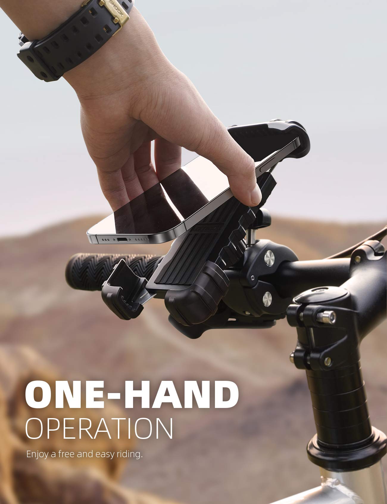 Lamicall Universal Motorcycle Phone Mount - Heavy Duty Handlebar Phone Holder for iPhone 15 Pro Max/14/13/12, Galaxy S24 Ultra/S23/S22 (4.7-6.8 Inch) - Easy Installation Bike & Scooter Accessories for GPS Navigation & Adventure Riding