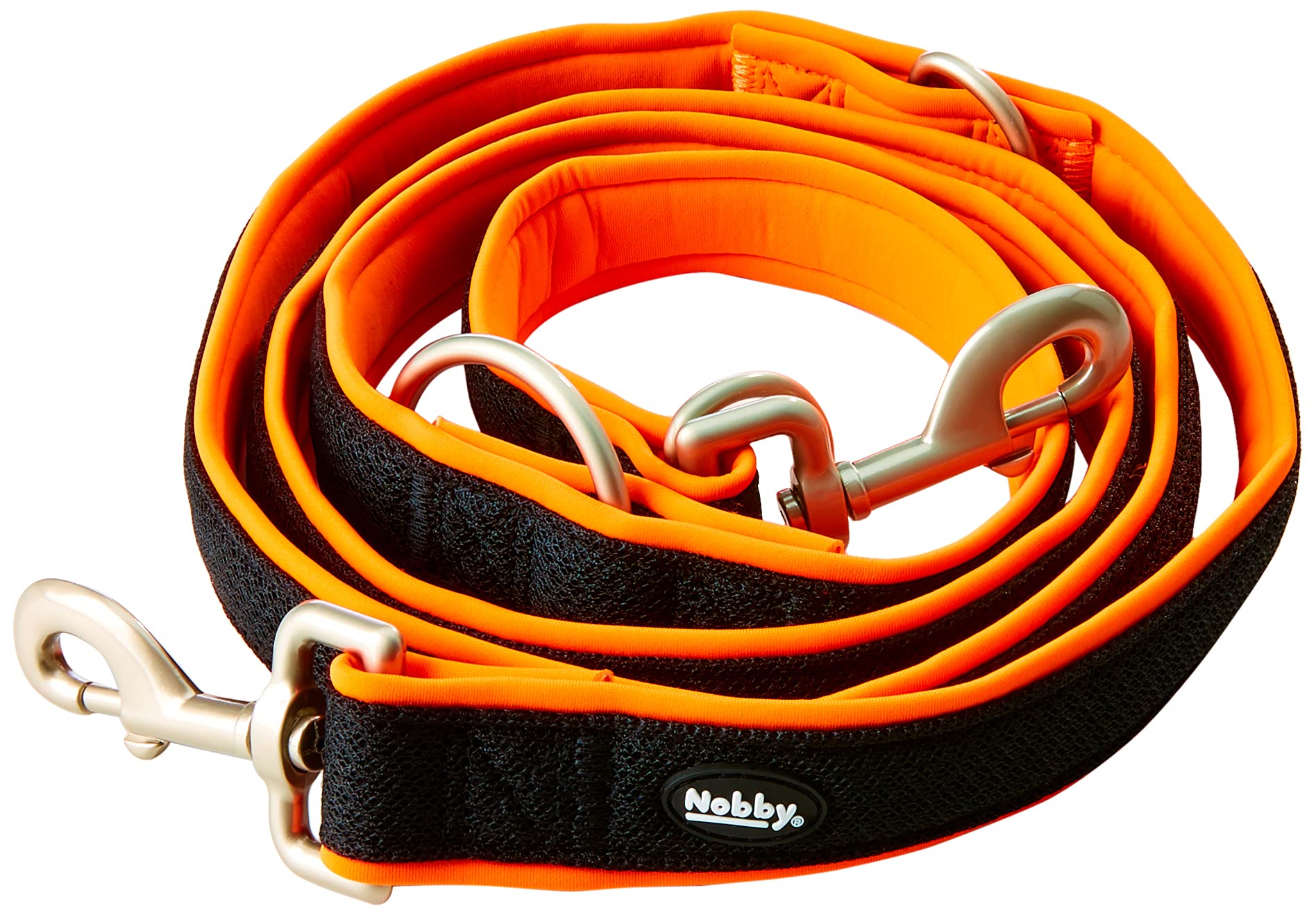 Preno Mesh Training Leash for Dogs - 200 cm (6.5 ft) Adjustable Length, 25-35 mm Width, Reflective Neon Orange - Perfect for Walking, Running & Obedience Training