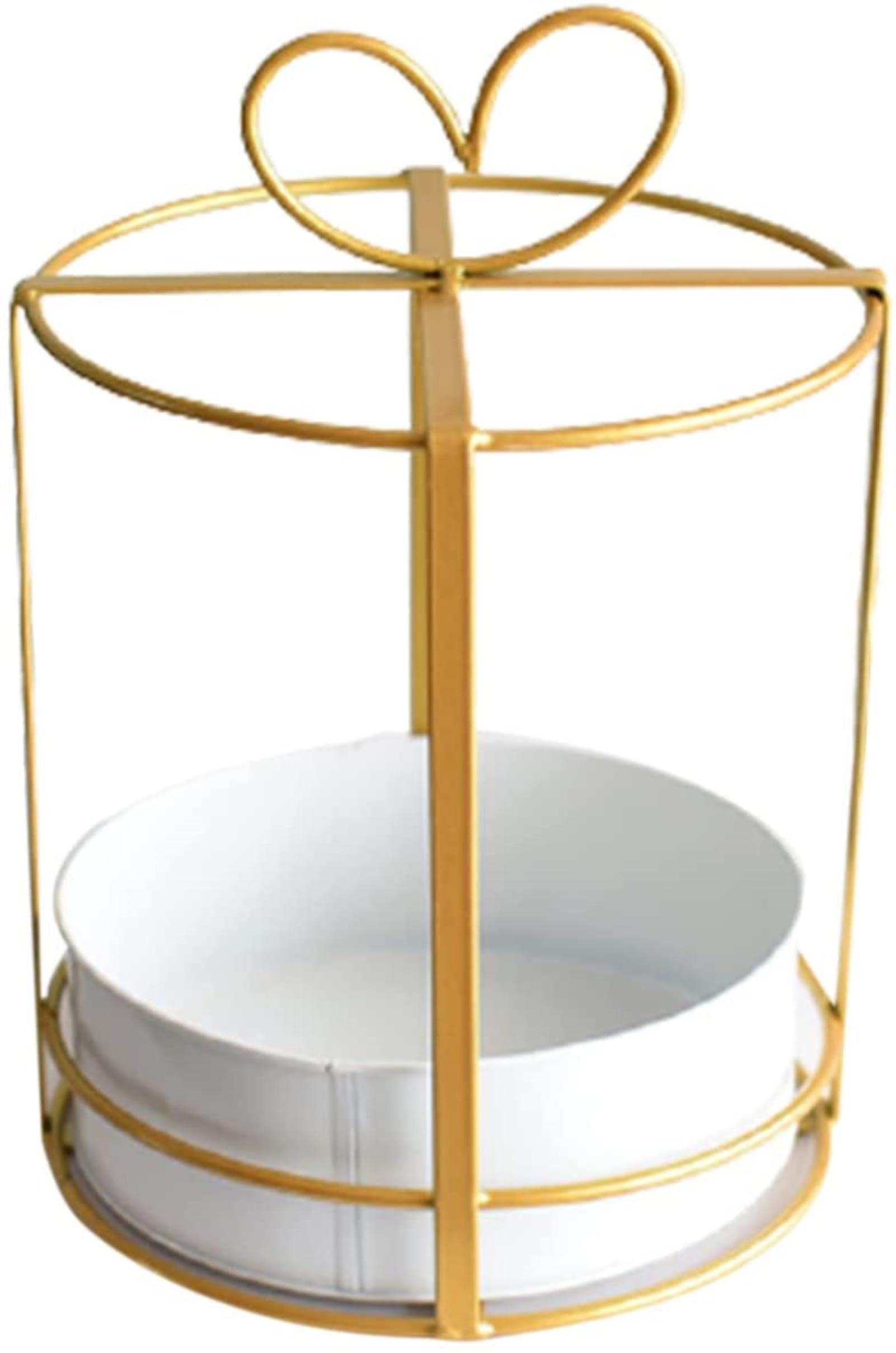 Nordic Wrought Iron Flower Basket - Portable Geometric Decorative Planter for Home, Living Room & Office Decor (Cylindrical Earth Gold) | Perfect for Indoor Plants, Floral Arrangements & Boho Style Decorations