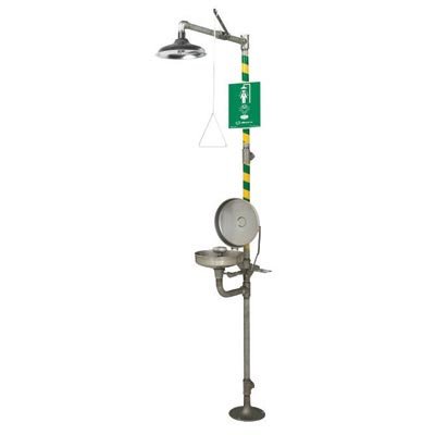 Haws AXION MSR Stainless Steel Emergency Eye Wash and Face Wash Station with Drench Shower - ANSI Compliant Safety Equipment for Laboratories & Industrial Use
