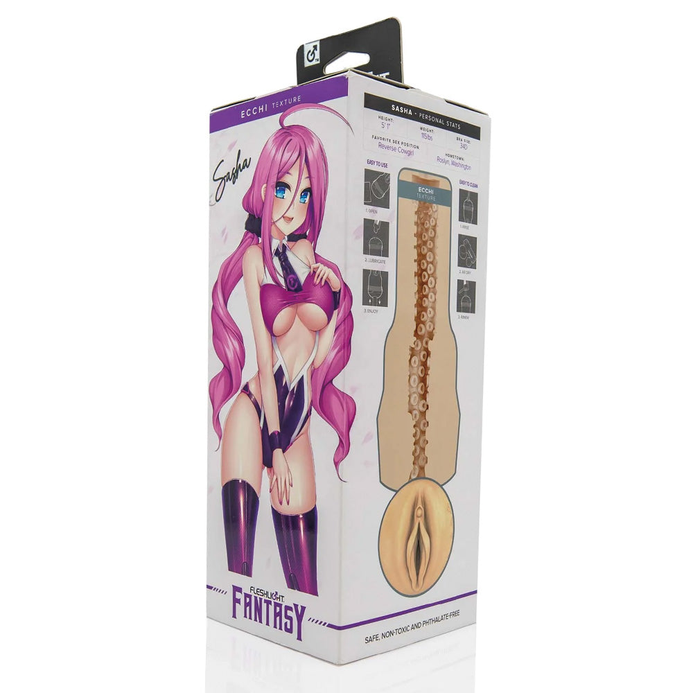Fleshlight Fantasy Sasha Nakamoto Ecchi Textured Vagina Masturbator for Men - Realistic Male Sex Toy for Intense Solo Pleasure & Couples Play