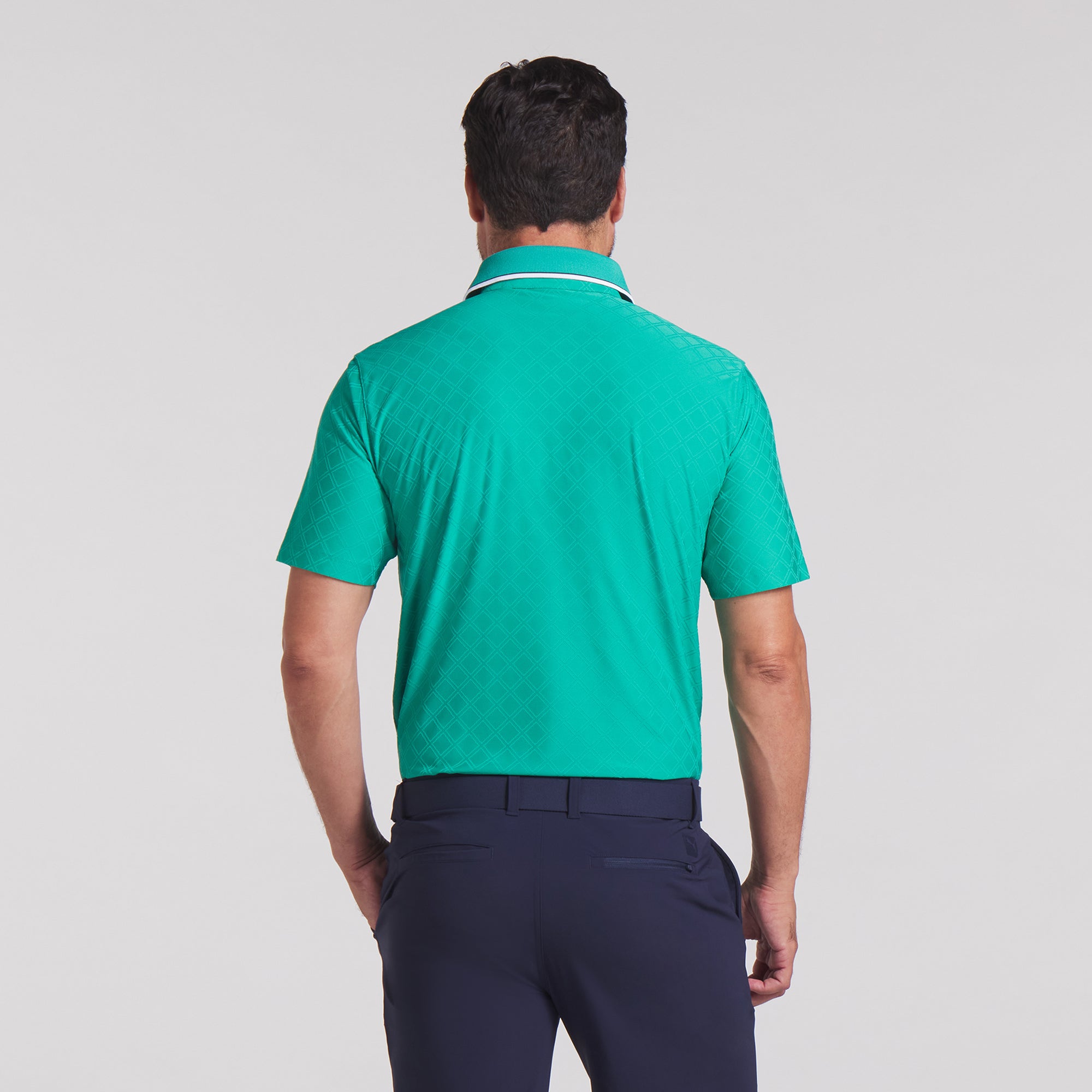 Premium AP Tipped Jacquard Golf Polo Shirt for Men - Breathable & Stylish Performance Wear for Golf, Business Casual & Outdoor Activities