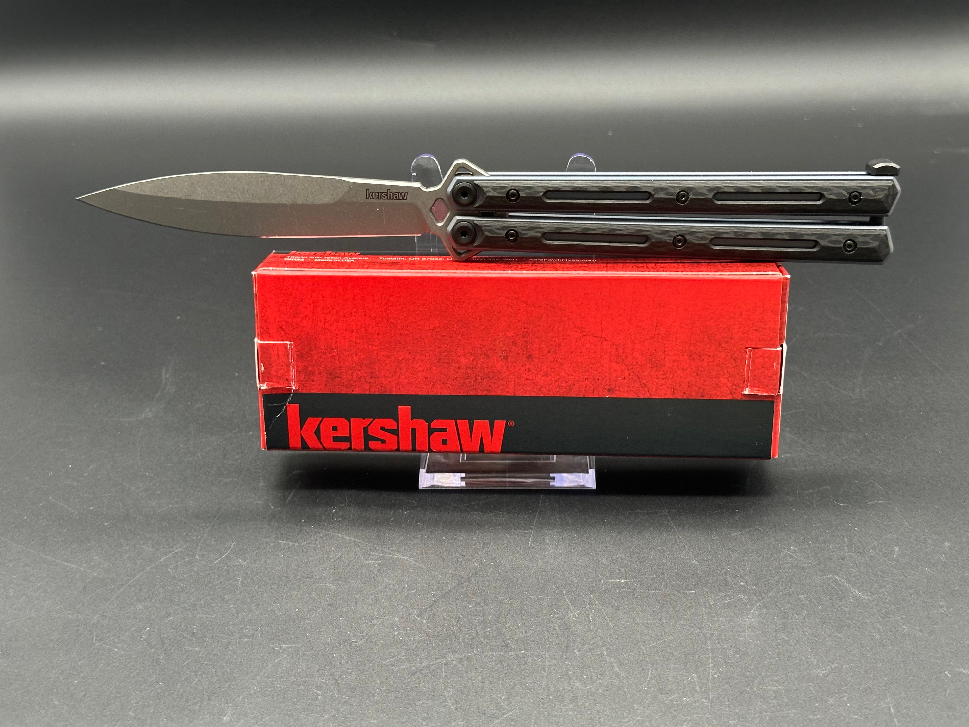 Kershaw Lucha CF Balisong Butterfly Knife - Premium Carbon Fiber Handle, Razor Sharp Blade for EDC, Outdoor, and Tactical Use