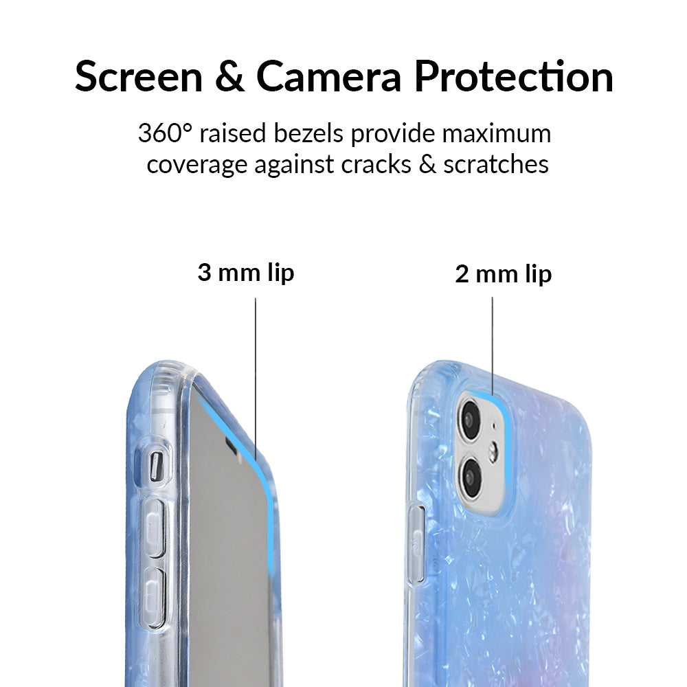 Blue Opal Quartz iPhone Case - Stylish Protective Cover for iPhone 12/13/14 Pro Max - Durable Shockproof Phone Case with Gemstone Design - Perfect for Everyday Use, Travel & Gifting
