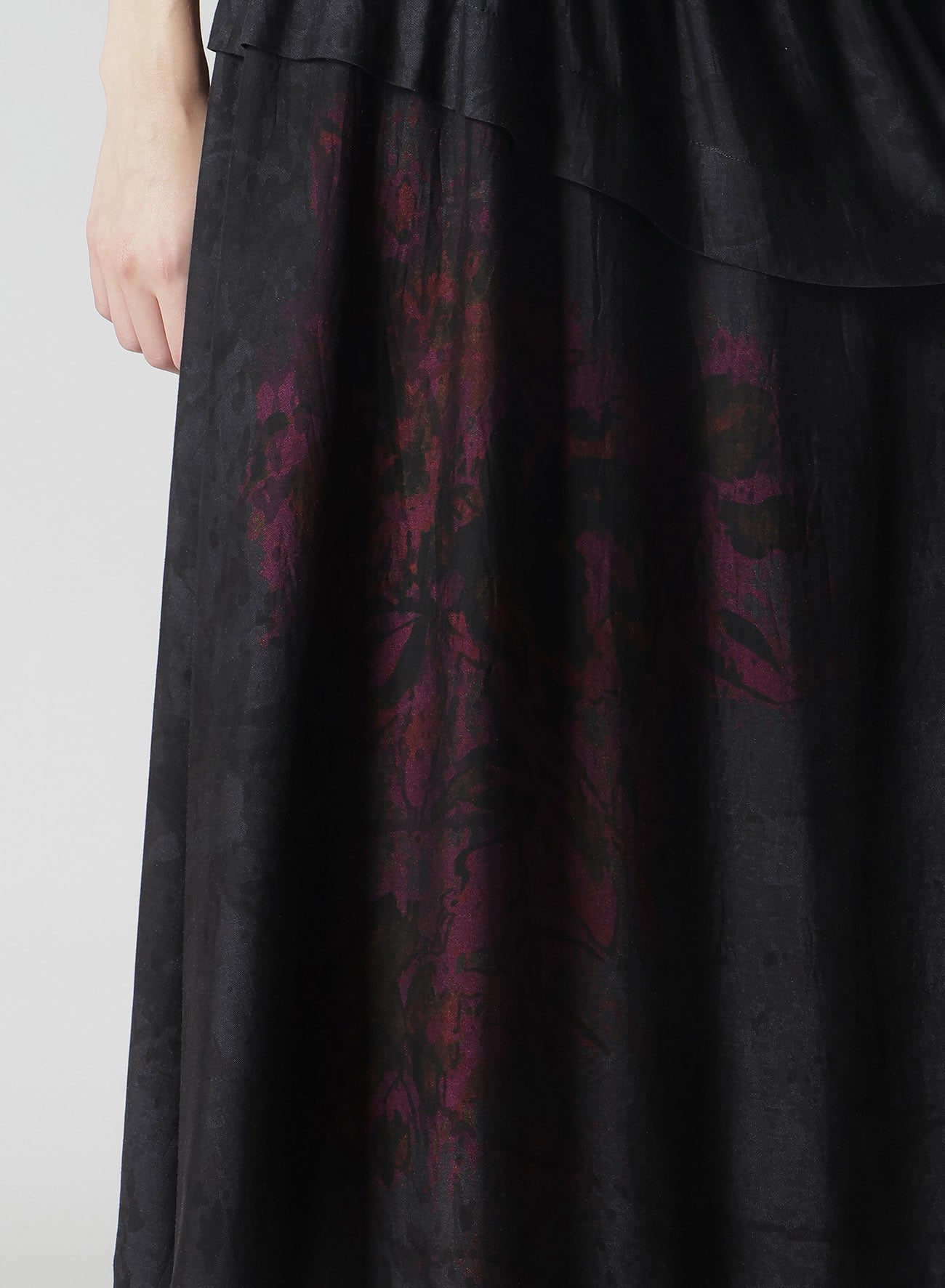 Cupro/Dungaree Twill Floral & Asphalt Print Right Tucked Asymmetric Skirt - Chic Women's Fashion Skirt for Casual Wear, Office Outfits & Special Occasions