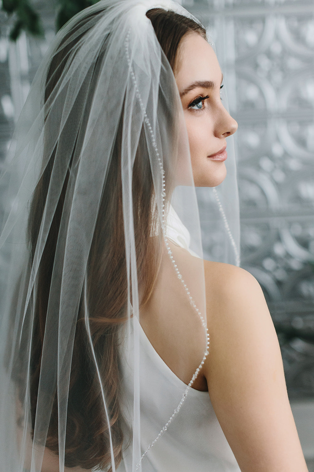 Elegant Eden Crystal Wedding Veil - Handmade Bridal Veil with Sparkling Crystals for Bride | Perfect for Church Ceremony, Outdoor Wedding & Photography