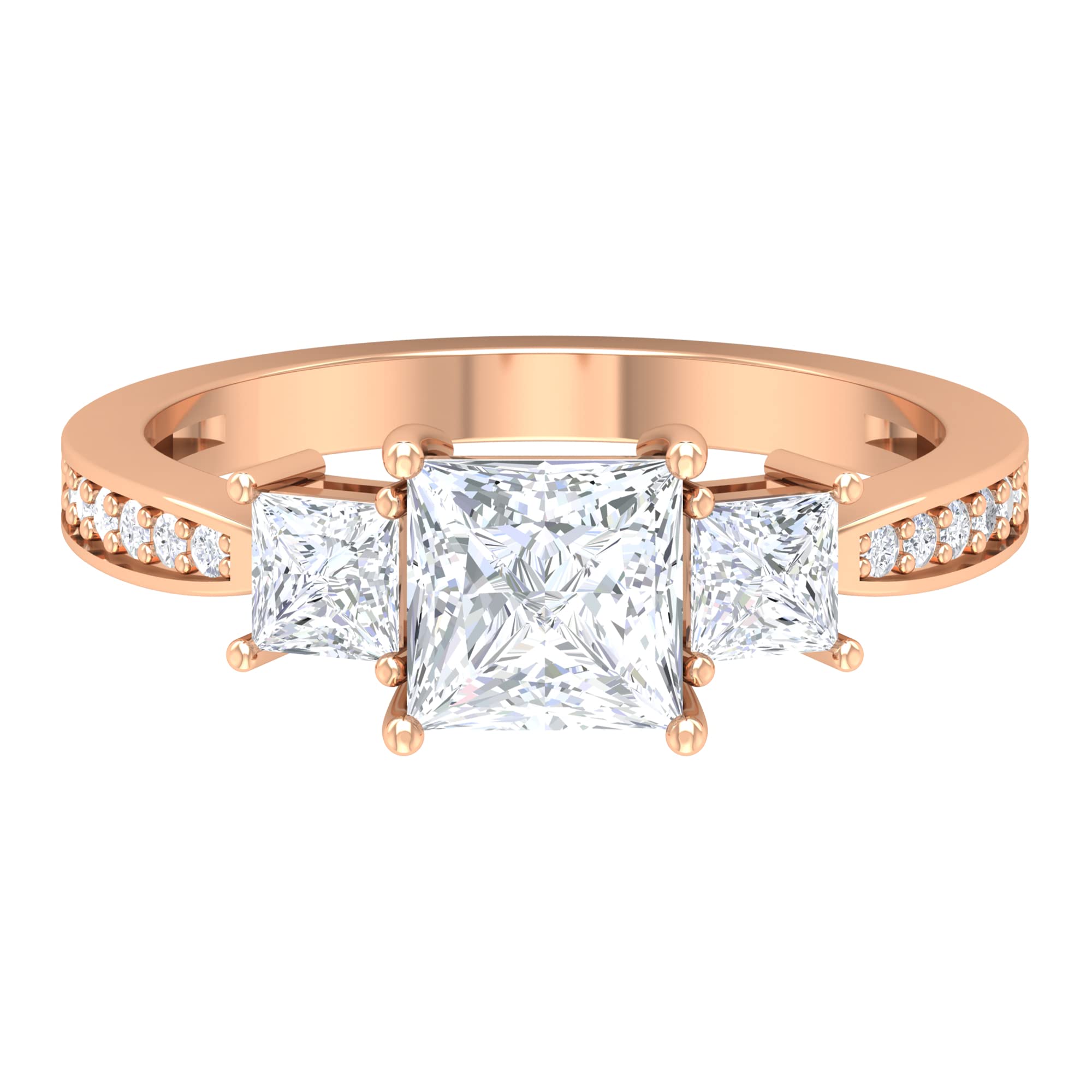 3/4 CT Natural Diamond Three Stone Ring for Women - 14K Solid Gold Engagement Ring, Anniversary Gift, Wedding Band - Perfect for Proposals, Bridal Jewelry & Special Occasions