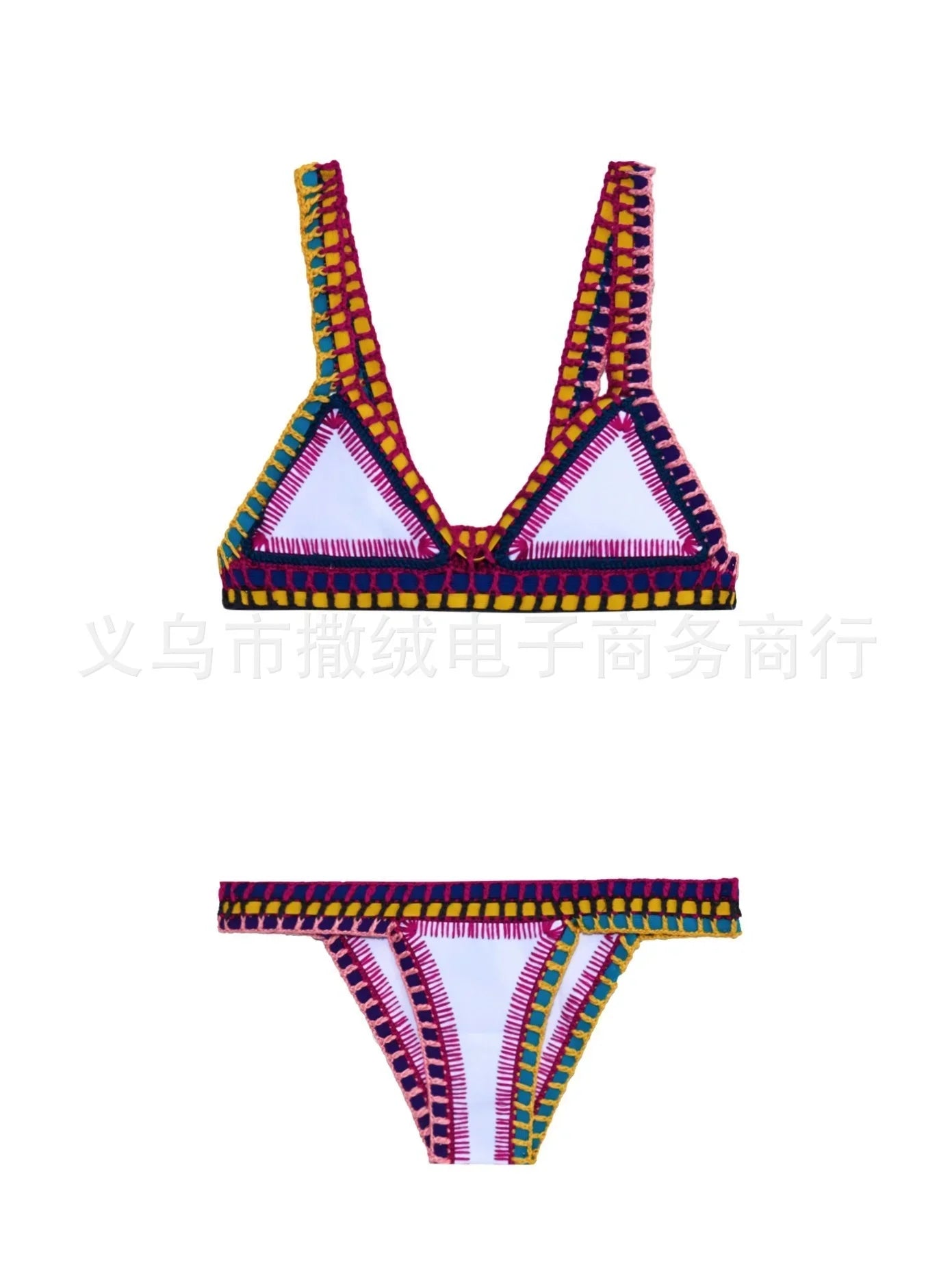 Handmade Crochet Bikini Set - Plus Size Women's Swimwear with Knitted Splicing Design | Perfect for Beach Vacations, Pool Parties & Summer Getaways