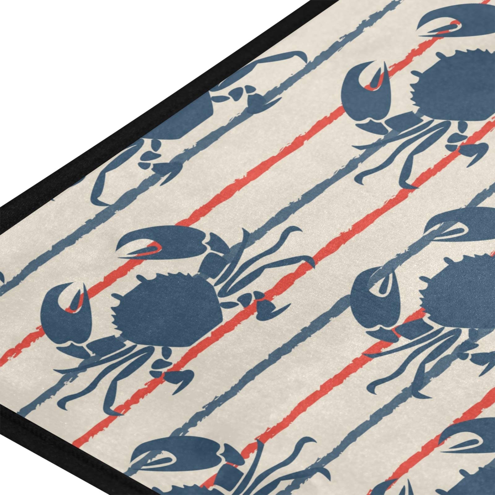 Retro Marine Crabs Anti-Fatigue Kitchen Mat - Non-Slip, Oil Resistant, Easy Clean Floor Rug for Indoor/Outdoor Use - Perfect for Kitchens, Bathrooms & Entryways