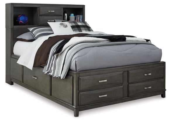 Caitbrook Full Size Storage Bed with 7 Drawers - Gray Wooden Platform Bed Frame with Underbed Storage | Perfect for Small Bedrooms, Guest Rooms & Dorm Rooms