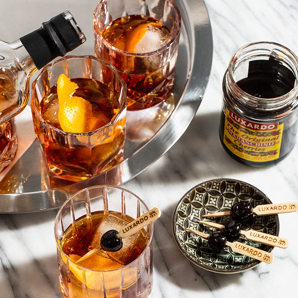 Luxardo Gourmet Maraschino Cherries for Cocktails - Premium Cocktail Cherries for Old Fashioned, Manhattan & Desserts - 400g Jar (Pack of 2) - Perfect for Home Bars, Cocktail Parties & Gourmet Baking