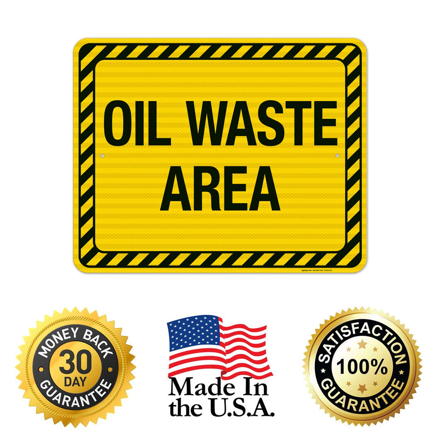 3M EGP Reflective Oil Waste Area Sign - 24x30 Inches, .080 Aluminum, Fade Resistant for Indoor & Outdoor Use - Made in USA - Ideal for Industrial Facilities, Construction Sites & Hazardous Waste Areas