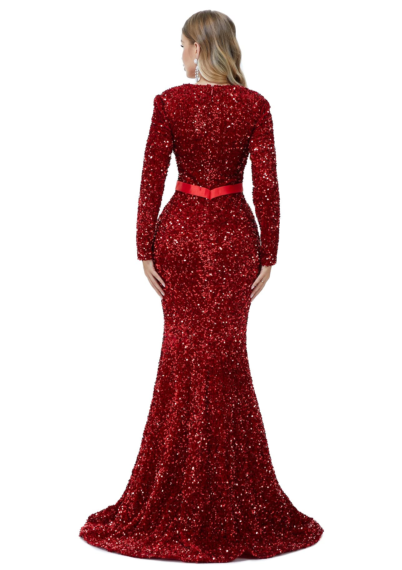 Sparkly Sequin Mermaid Evening Dress for Women - Long Sleeve Formal Gown for Prom, Party, Wedding & Bridesmaid | Elegant Night Out & Special Occasion Wear