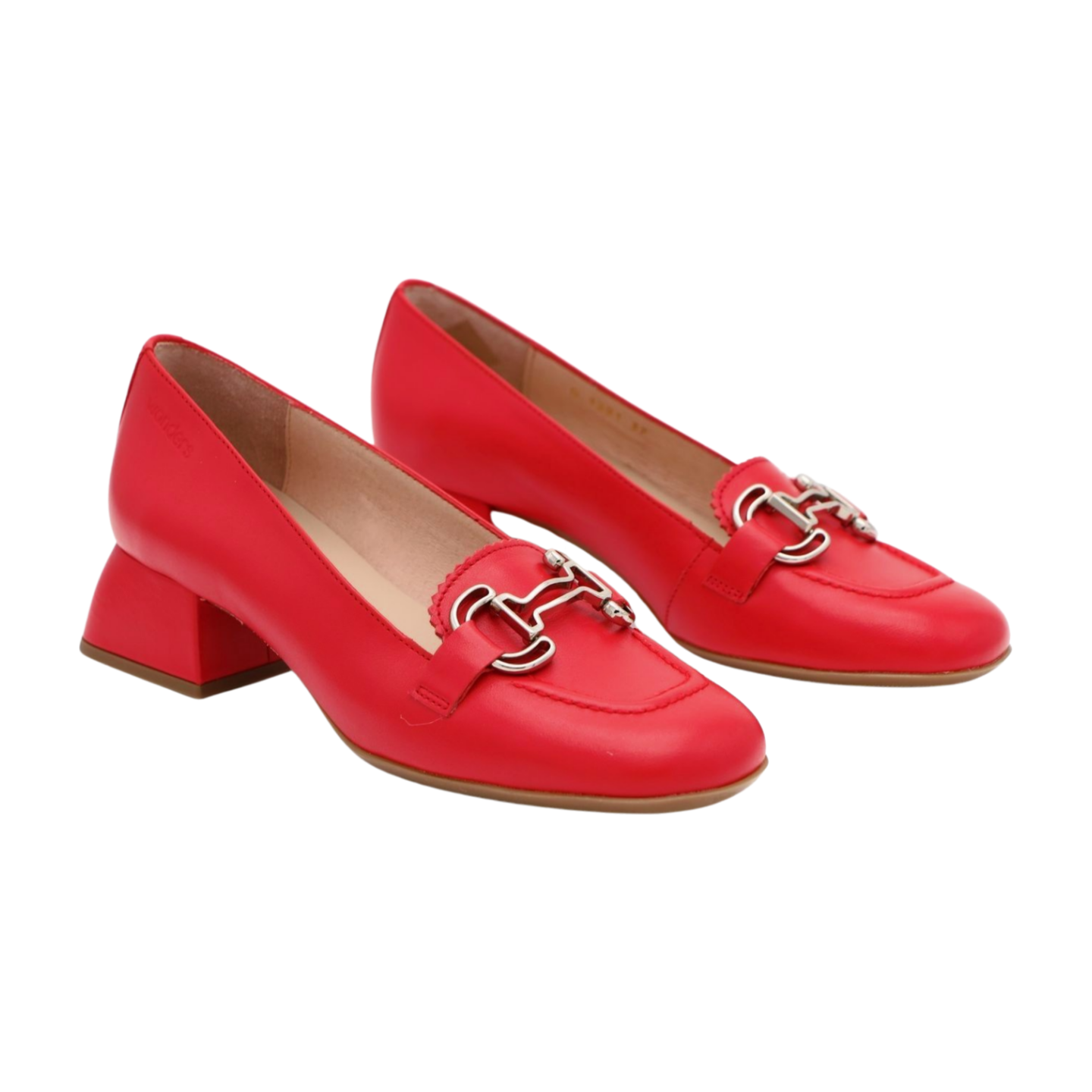WONDERS Red Leather Loafer Shoes with Silver Buckle D 1221 - Classic Slip-On Dress Shoes for Men & Women | Perfect for Office, Business Casual & Formal Occasions