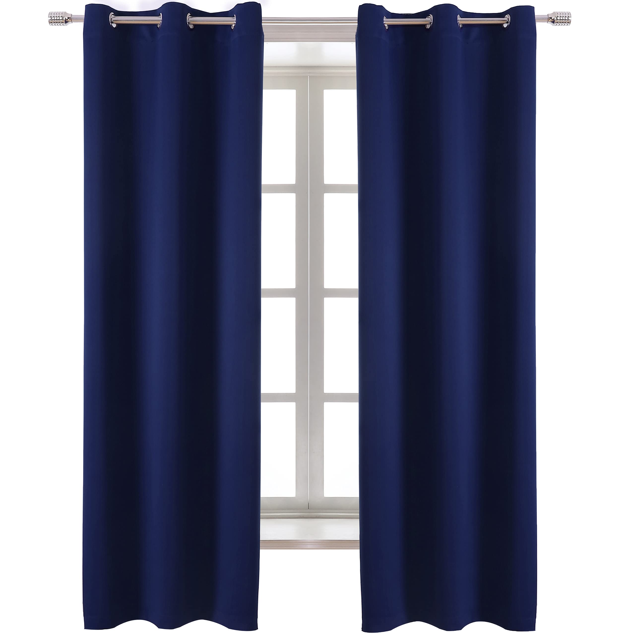 WONTEX Blackout Curtains for Bedroom & Living Room - Thermal Insulated Room Darkening Window Drapes with Grommet Top, Navy Blue 38x63 Inch (2 Panels) - Perfect for Light Blocking, Noise Reduction & Energy Efficiency