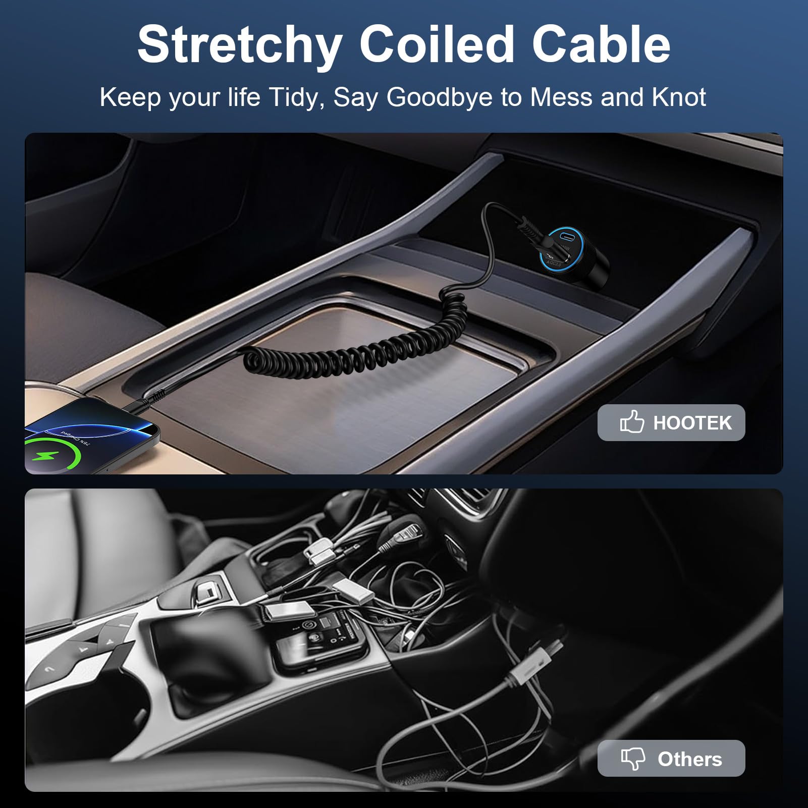 6FT USB to USB C Coiled Fast Charging Cable - Retractable USB C Car Charger Cord for Samsung Galaxy S25 Ultra/A16/A15/A55/S24/S23, Google Pixel 9/8/7/6 Pro, iPhone 16/15 Pro Max - Perfect for Car Charging & Android Auto Connectivity