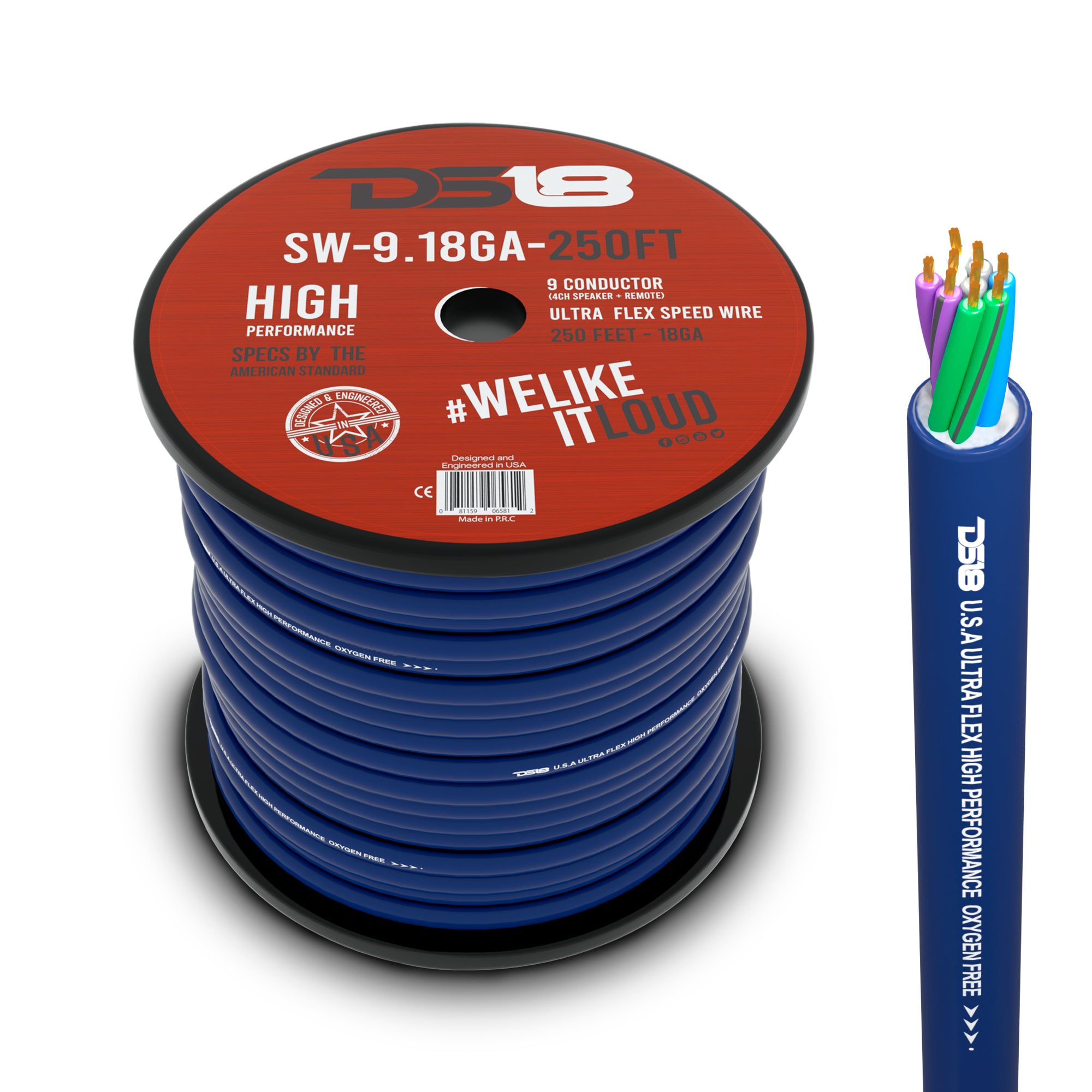 9 X 18 Gauge High-Speed Speaker Wire 250 Feet - Premium Audio Cable for Home Theater, Car Audio, and Professional Sound Systems