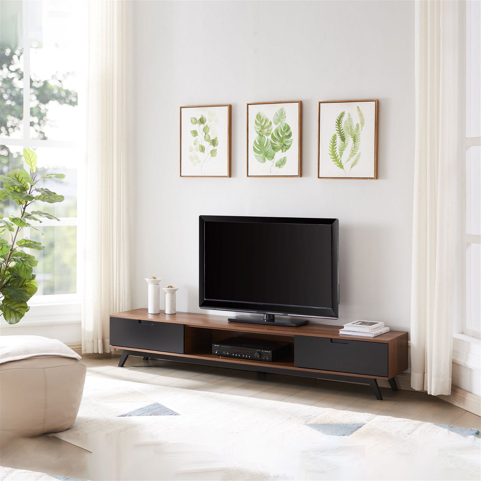 Tauris NOVA LL Entertainment Unit in Dark Oak - Modern TV Stand for Living Room, Home Theater & Media Storage